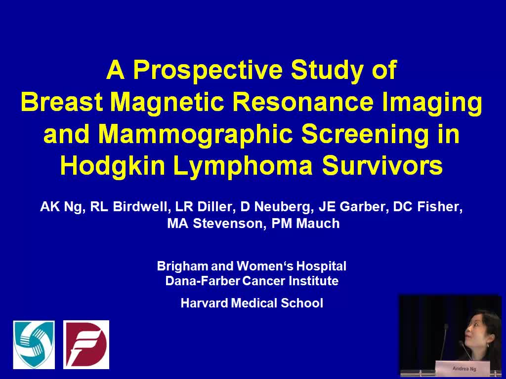 A Prospective Study of Breast Magnetic Resonance Imaging (MRI) and Mammographic Screening in Long-Term Female Hodgkin Lymphoma (HL) Survivors