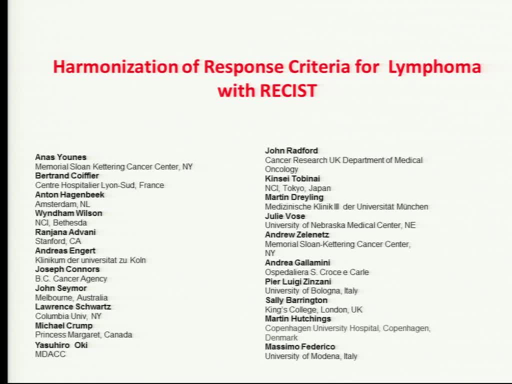 Practical experience in the application of the International Harmonization Criteria – as viewed by a medical oncologist
