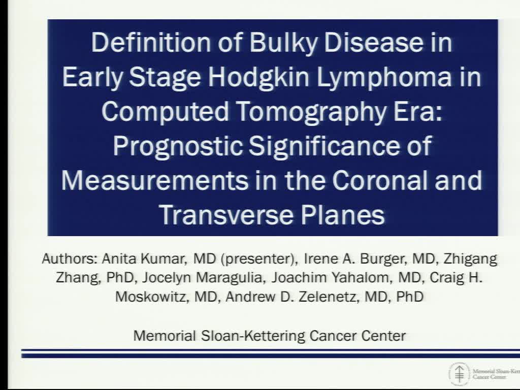 De nition of bulky disease in early stage Hodgkin Lymphoma in computed tomography era: Prognostic signi cance of measurements in the coronal and transverse planes