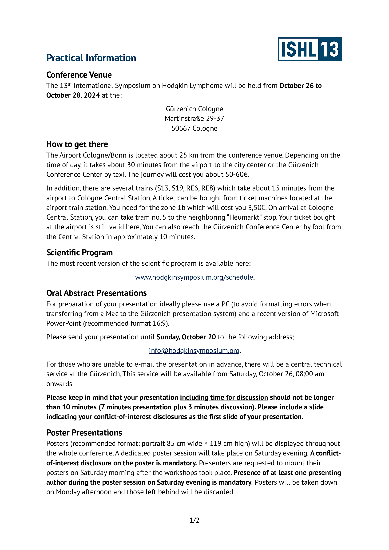 Practical Information for Abstract Presenters