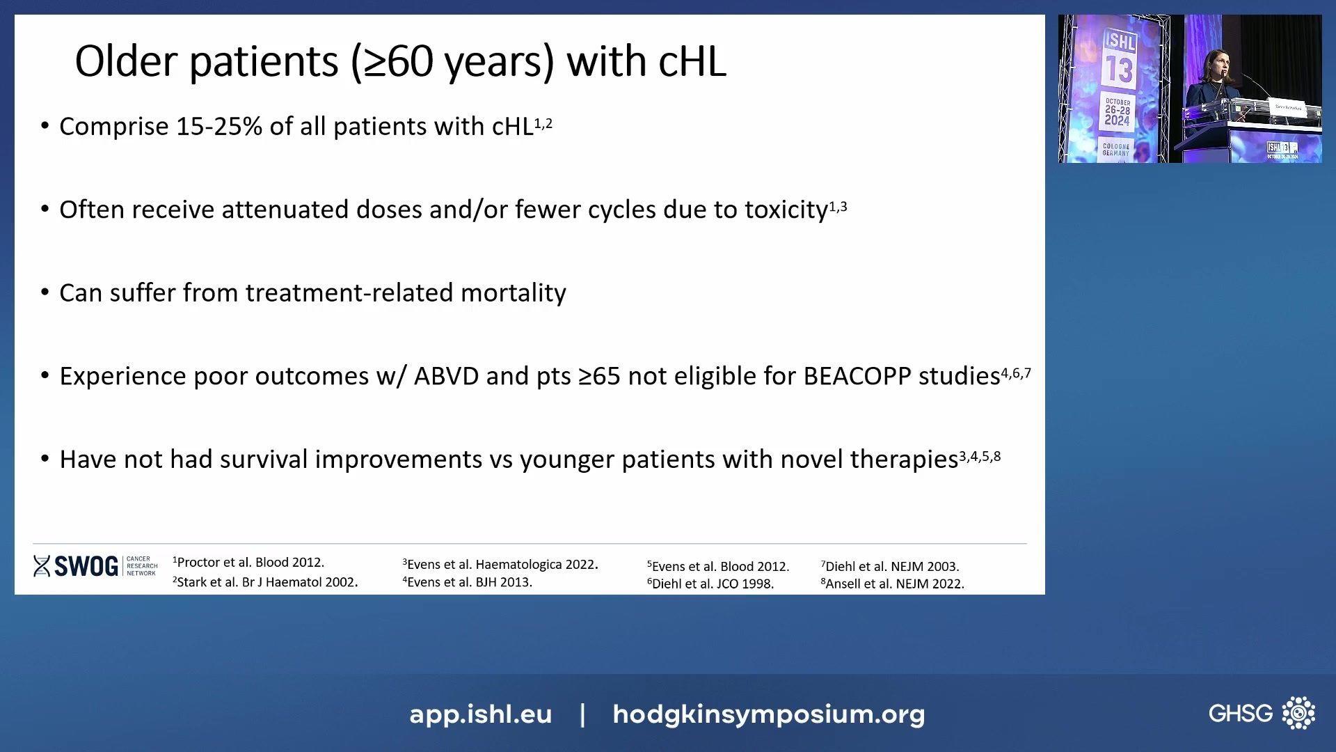 Nivolumab-AVD improves 2-year progression-free and overall survival compared to Bv-AVD in older patients aged ≥60 years with advanced stage classical Hodgkin lymphoma (cHL) enrolled on SWOG S1826