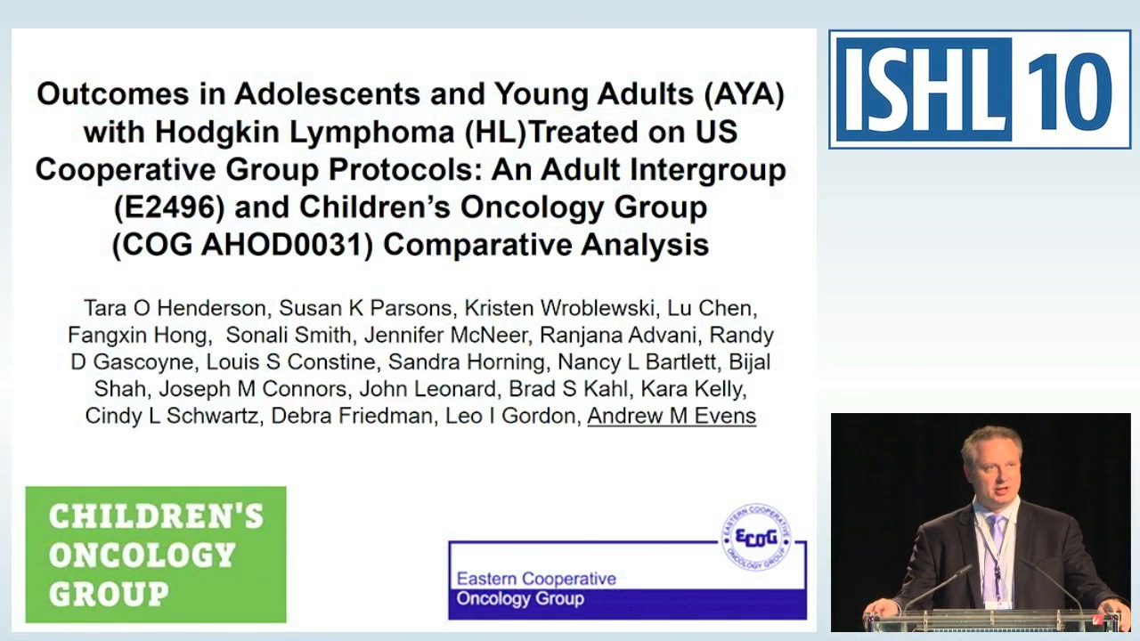 Outcomes in adolescents and young adults (AYA) with Hodgkin Lymphoma (HL) treated on US cooperative group protocols: an adult intergroup (E2496) and Children’s Oncology Group (COG AHOD0031) comparative analysis